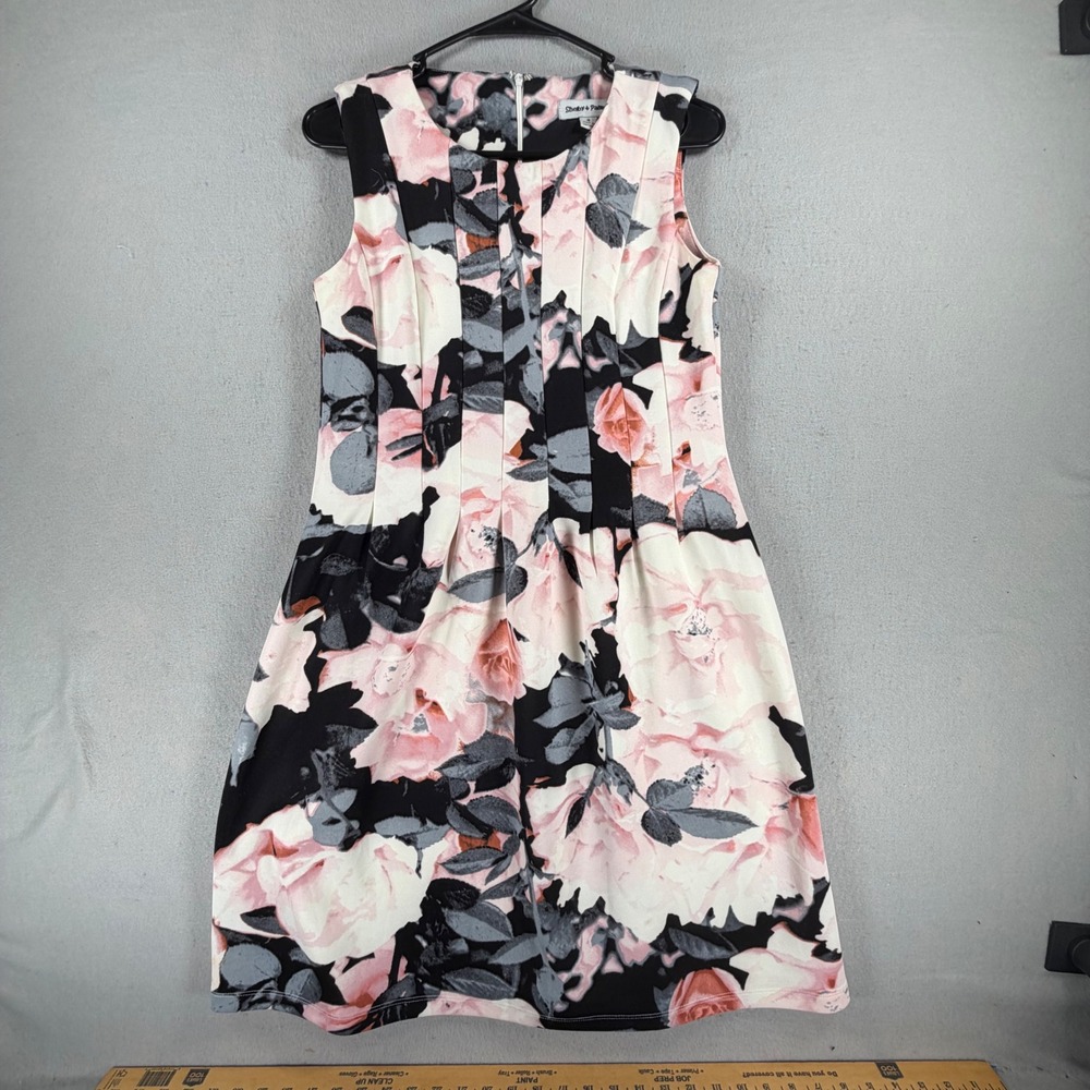 Shelby & Palmer Women's Size 6 Black Pink Floral Sleeveless Fit & Flare Dress